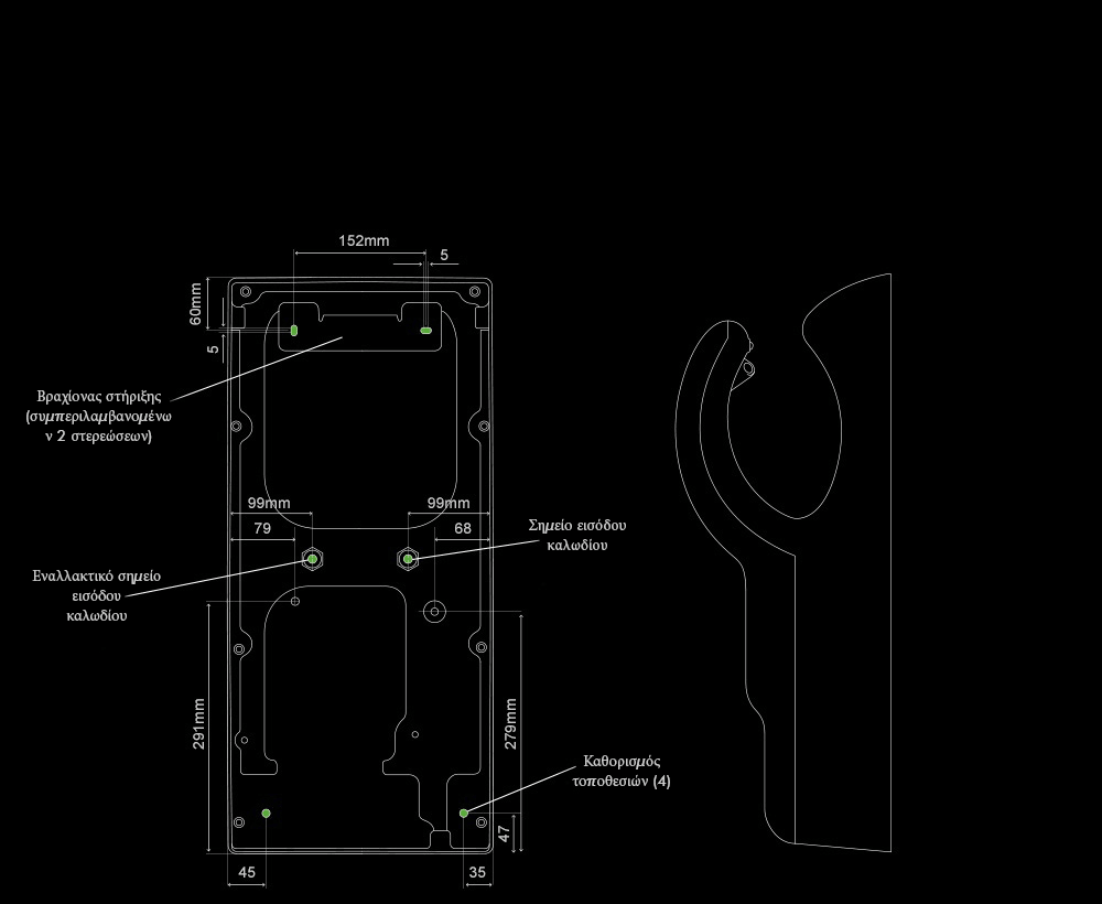 Internal dimensions of the Dyson Airblade dB hand dryer