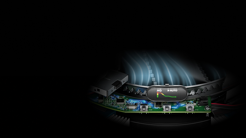 Ένα γράφημα ποιότητας αέρα που εμφανίζεται στην οθόνη LCD του Dyson HushJet Compact Purifier.